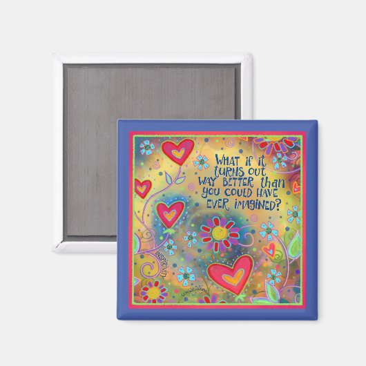 Beter dan gedacht Quote Hearts Floral Fun Magneet (Voorkant / Achterkant)