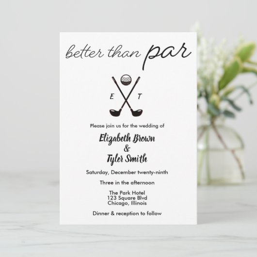"beter dan par" Golf-themed Wedding Invitations Kaart (Staand voorkant)