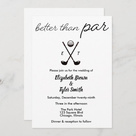 "beter dan par" Golf-themed Wedding Invitations Kaart (Voorkant / Achterkant)