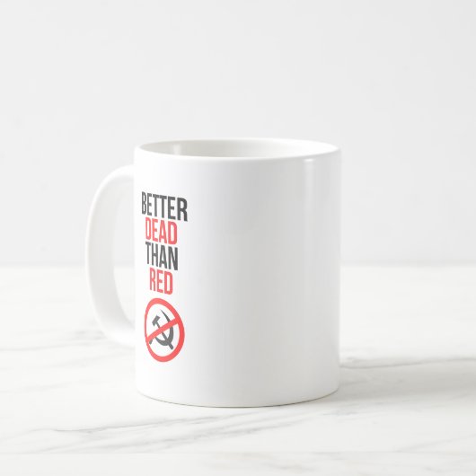 Beter dood dan rood koffiemok (Voorkant links)