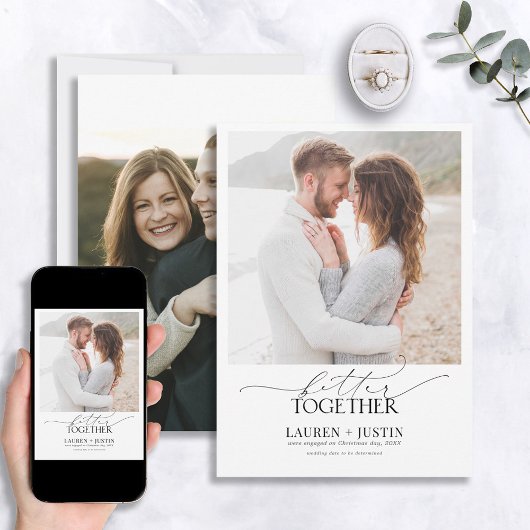 Beter gecombineerd zwart & wit 2 Foto-Verloving Kaart