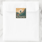 Beter gewoontes, beter leven vierkante sticker (Tas)