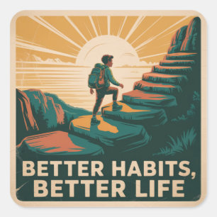 Beter gewoontes, beter leven vierkante sticker