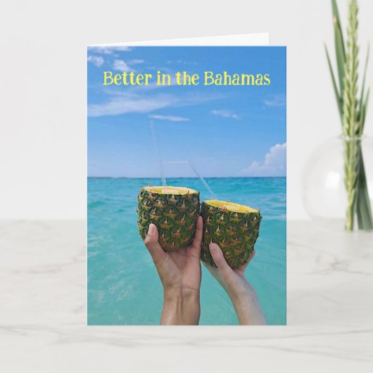 Beter in de Bahama's ananas drink op het strand Kaart (Voorkant)
