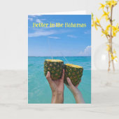 Beter in de Bahama's ananas drink op het strand Kaart (Gele Bloem)