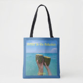 Beter in de Bahama's, blauwe grens, jouw naam Tote Bag (Voorkant)