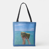 Beter in de Bahama's, blauwe grens, jouw naam Tote Bag (Achterkant)