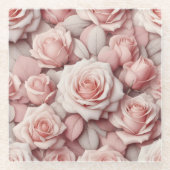 Beter in Roze Rozen Glazen Onderzetter (Voorkant)