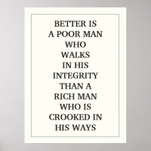 BETER IS EEN ARME MAN DIE IN ZIJN INTEGRITEIT WIL  POSTER