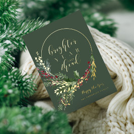 Beter jaar vooruit Aquarel krans Nieuwjaar Folie Feestdagenkaart