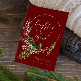 Beter Jaar Vooruit Aquarel Krans Nieuwjaar Folie Feestdagenkaart