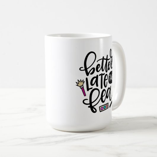 Beter laat dan fea, spanglish hand met letters koffiemok (Voorkant rechts)