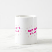 beter laat dan lelijk roze grappig koffiemok (Center)