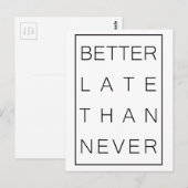 Beter laat dan nooit briefkaart (Voorkant / Achterkant)