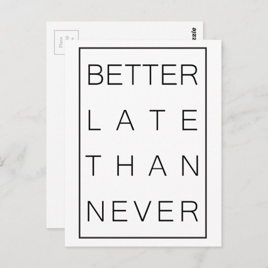 Beter laat dan nooit briefkaart (Voorkant / Achterkant)