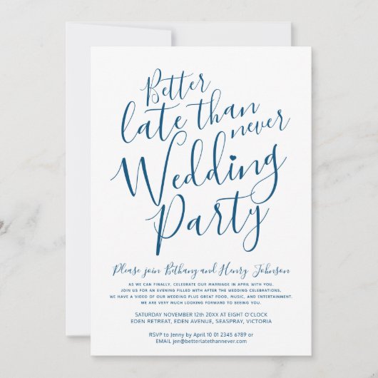 Beter laat dan nooit brute trouwpartij op wit kaart (Voorkant)