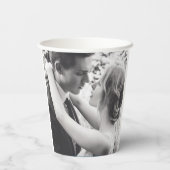 Beter laat dan nooit een huwelijksfeest mono foto papieren bekers (Achterkant)