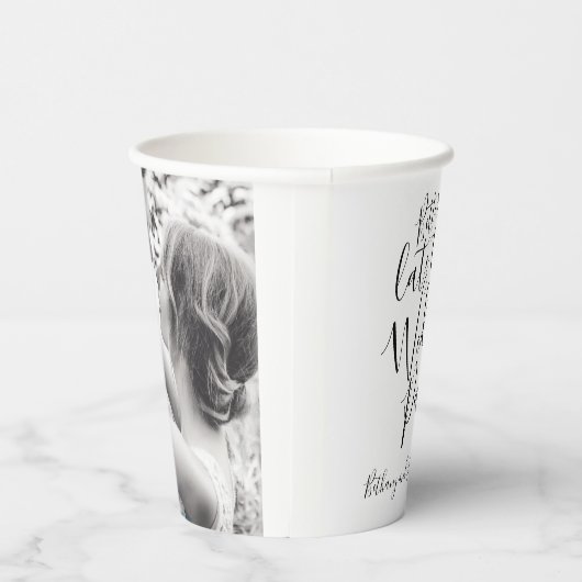 Beter laat dan nooit een huwelijksfeest mono foto papieren bekers (Rechts)