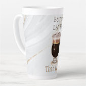 Beter laat dan nooit koffiecrèmeglas latte mok (Linkerhoek)