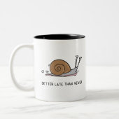 Beter laat dan nooit tweekleurige koffiemok (Links)