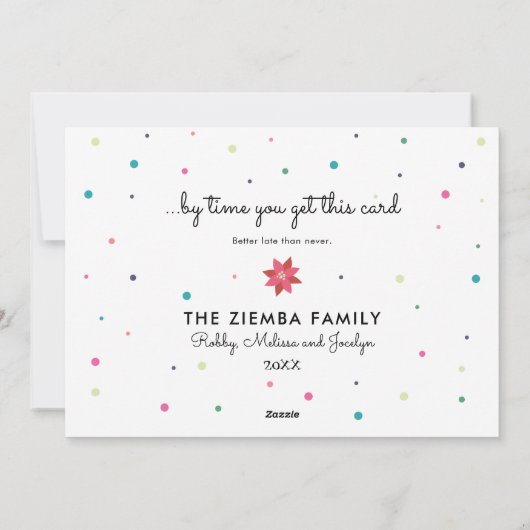 Beter laat dan nooit vertraagde kerst Kaart (Achterkant)