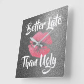 Beter laat dan Ugly, Faux Glitter Clock Vierkante Klok (Hoek)