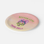 Beter laat dan Ugly Zombie Papieren Bordje (Gekanteld)