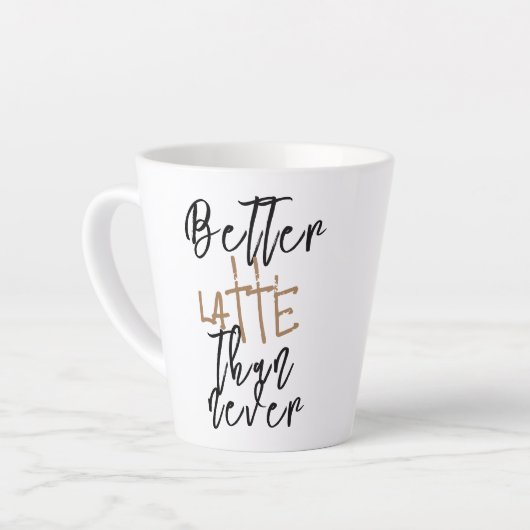 Beter Latte Dan Nooit Mok - Grappige Koffiekop (Linkerhoek)
