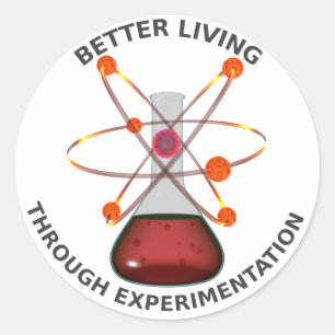Beter leven dankzij experimenten ronde sticker