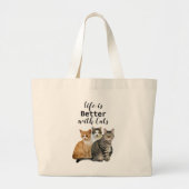 Beter leven met katten/kattenbrood grote tote bag (Voorkant)