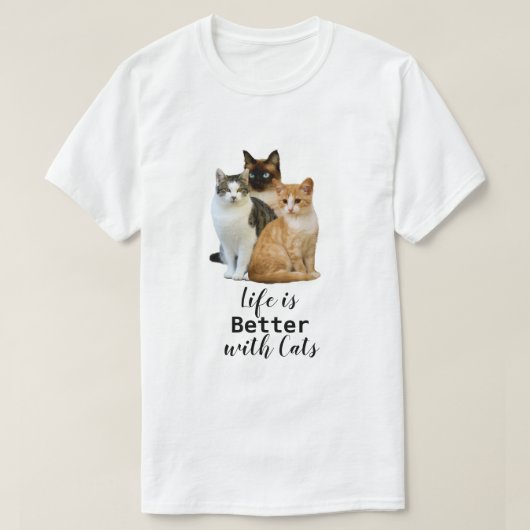 Beter leven met katten/kattendeksel t-shirt (Design voorkant)