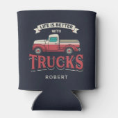 Beter leven met trucks Grappige Trucker gepersonal Blikjeskoeler (Achterkant)