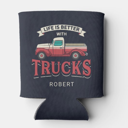 Beter leven met trucks Grappige Trucker gepersonal Blikjeskoeler (Achterkant)