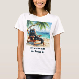 Beter leven op het strand Kattenliefhebbers T-shirt