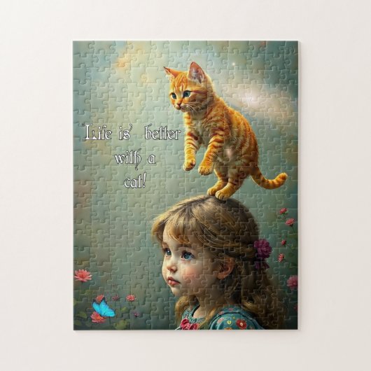 Beter met een kat legpuzzel (Verticaal)