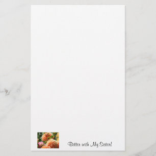 Beter met mijn zus! briefpapier Oranje Dahlias