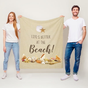Beter op de strand Seashells fleece Blanket