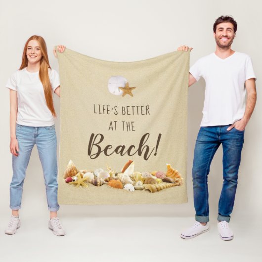 Beter op de strand Seashells fleece Blanket Deken (In situ)