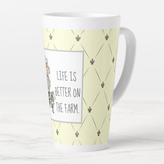 Beter op het Boerderij Gestapelde dieren Latte Mok (Rechterhoek)