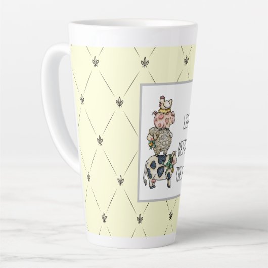 Beter op het Boerderij Gestapelde dieren Latte Mok (Linkerhoek)