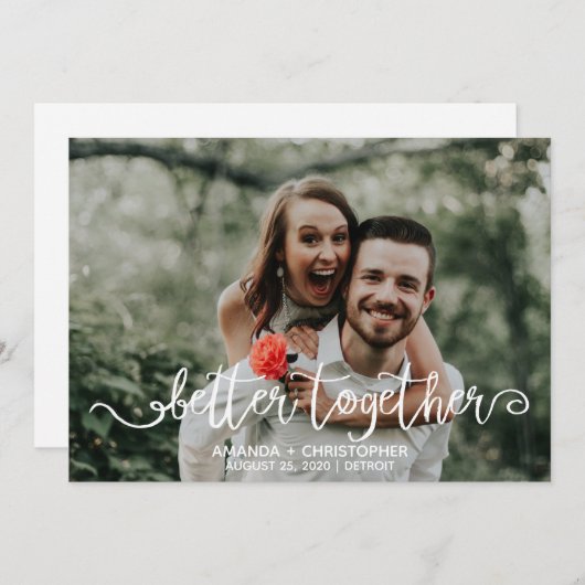 Beter samen bedekken van de witte manuscriptfoto bedankkaart (Voorkant / Achterkant)