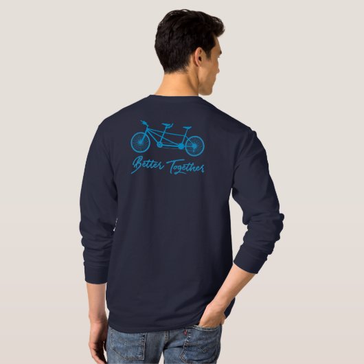 Beter samen Blauwe Tandem fiets liefde fietsen T-shirt (Achterkant volledig)