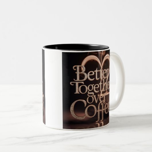 "Beter samen boven koffie" Tweekleurige Koffiemok (Voorkant rechts)