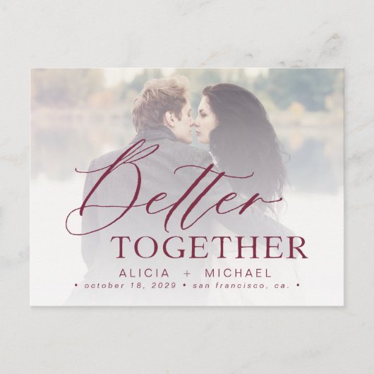 Beter samen de foto van de manuscriptbruiloft spar aankondigingskaart (Voorkant)