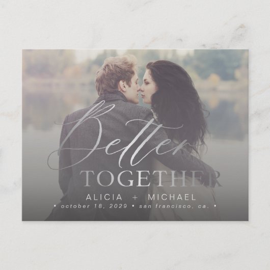 Beter samen de foto van de manuscriptbruiloft spar aankondigingskaart (Voorkant)