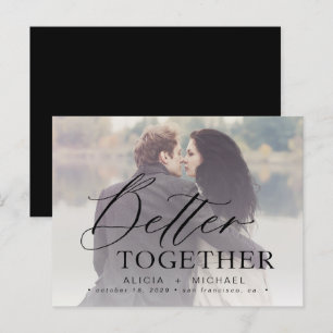 Beter samen de foto van de manuscriptbruiloft spar aankondigingskaart