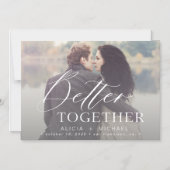 Beter samen de foto van de manuscriptbruiloft spar magnetische uitnodiging (Voorkant)