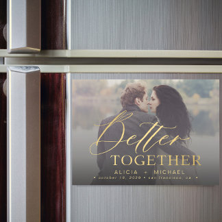 Beter samen de foto van de manuscriptbruiloft spar magnetische uitnodiging