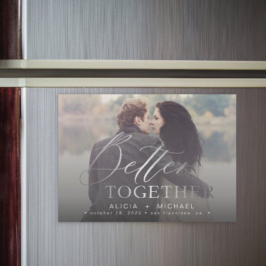 Beter samen de foto van de manuscriptbruiloft spar magnetische uitnodiging