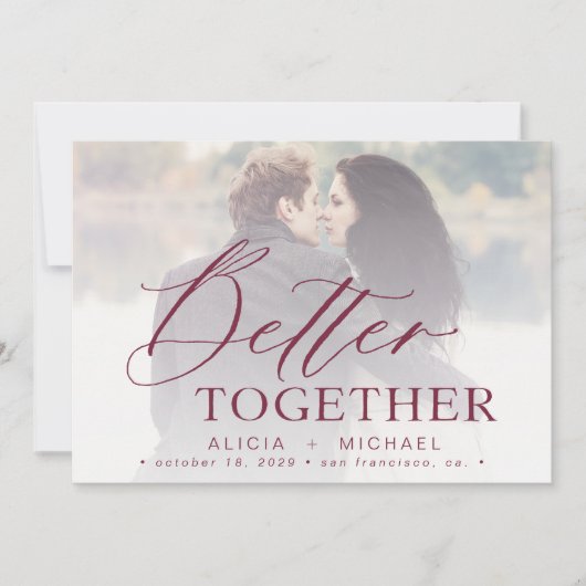 Beter samen de foto van de manuscriptbruiloft spar save the date (Voorkant)